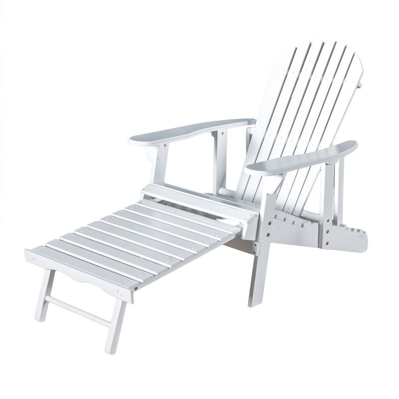 Hayle Reclining Wood Adirondack Chair with Footrest - White - Christopher Knight Home, 1 of 7