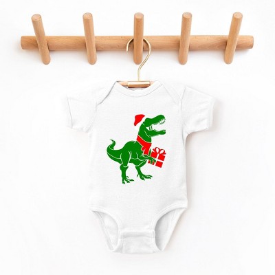 The Juniper Shop Dino Present Baby Bodysuit - 12 Month - White