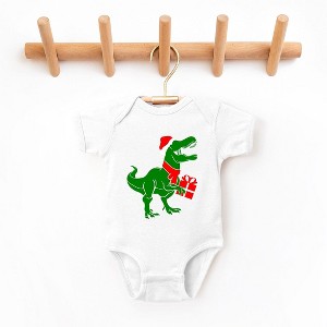 The Juniper Shop Dino Present Baby Bodysuit - 6 Month - White - 1 of 3