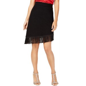 I.N.C International Concepts Womens Fringed Hem Asymmetrical Skirt, Black, Small - 1 of 1