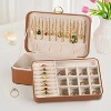 HTUTWOO Travel Jewelry Case With Lock,2-Layer PU Leather Jewelry Box for Women,Jewelry Organizer, Jewelry Travel Case,Best Gifts for Women - 2 of 4