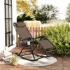 Outsunny Outdoor Rocking Chairs, Foldable Reclining Anti Gravity Lounge Rocker w/ Pillow, Cup & Phone Holder, Combo Design w/ Folding Legs - 2 of 4