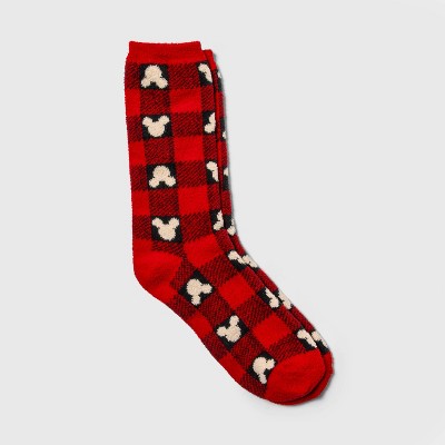 Men's Disney 100 Mickey Mouse Matching Family Cozy Socks - Red 10-13