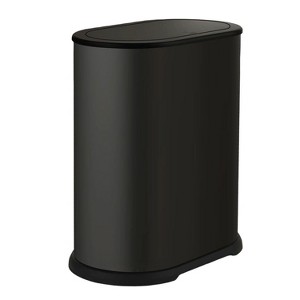 Aoibox Stainless Steel Bathroom Trash Can with Pop-Up Lid, Small Garbage Bin for Bedroom, Toilet, Office, Waterproof & Odor-Proof, Slim Design, Black - 1 of 4