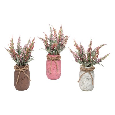 Gallerie II Pink Floral Mason Jar Figurine Decoration A/3