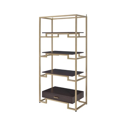 78" Yumia Bookcase Gold/Clear Glass - Acme Furniture