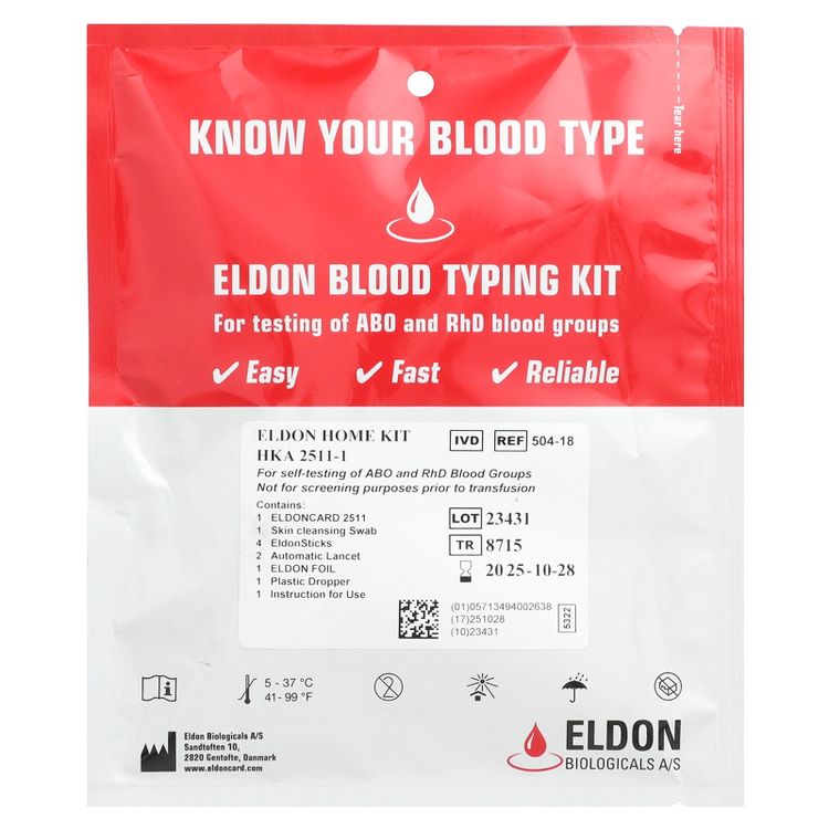 Dadamo Eldon Blood Typing Kit, 1 Easy Self-Testing Kit, 1 of 3