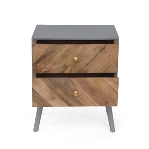 Gulches Gray Framed Finish 24 Inches High Nightstand 2 Natural Finish Drawers Gray Legs - 1 of 4