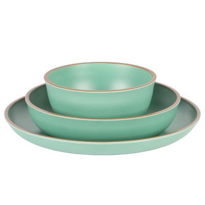 Matte Green Melamine 12-Piece Dinnerware Set for 4