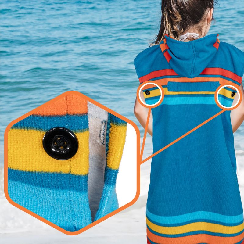 SUN CUBE Kids Changing Robe Surf Beach Towels, Quick Dry Wearable Towel Hood Pocket, Wetsuit Changing Cape for Toddler Boys Girls 3-8, 4 of 8