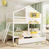 NicBex Twin over Twin Loft Bed Bed Frame with Drawers, Bedside Shelf, Box, Window, Roof, Inclined Ladder and Guardrail, No Box Spring Required - 2 of 4