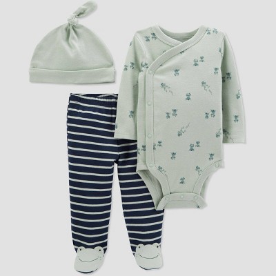 Baby Boys' 3pc Frog Top and Bottom Set with Hat - Just One You® made by carter's Green 6M