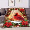 Cartoon Christmas Tree & Red Bird Print, All-Season Cozy Polyester Bedding, Ideal Gift for Family and Friends, Christmas Blanket. - 4 of 4
