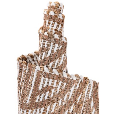 Handwoven Light Brown and Ivory Geometric Chenille Jute Rug