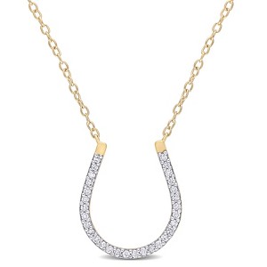 EVERLY JEWELRY | Yellow Silver 1/6ct TDW Diamond Horseshoe Pendant with Chain - 1 of 4