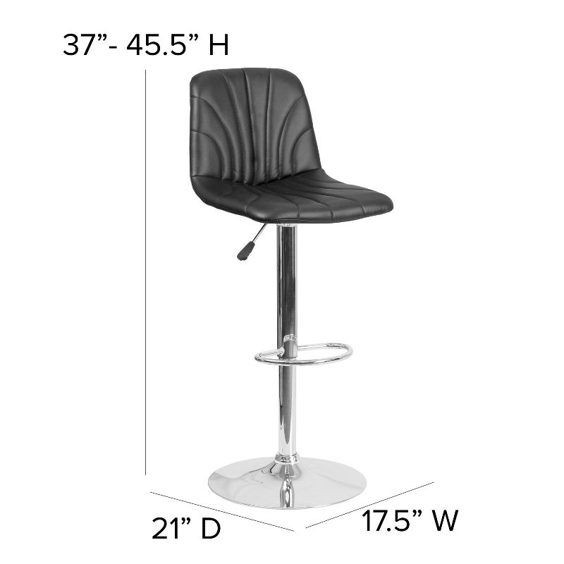 Flash Furniture Contemporary Vinyl Adjustable Height Barstool with Embellished Stitch Design and Chrome Base, 4 of 11