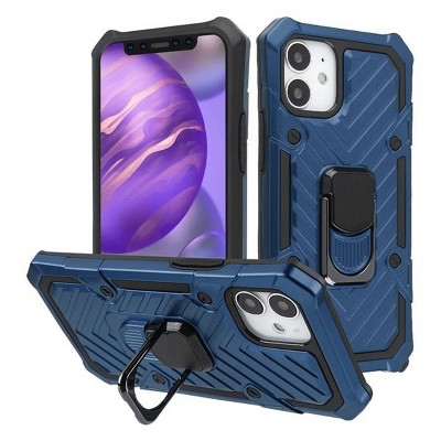 Ring Stand Hard Hybrid Plastic TPU Case w/stand For Apple iPhone 12 Mini (5.4") - Blue