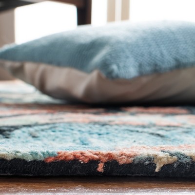 Handmade Blue Wool Tufted Rectangular 4' x 6' Rug