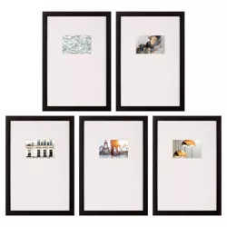 13.4" x 19.4" Matted to 4" x 6" Gallery Wall Picture Frame Set with Offset Mat/Hanging Template Black - Instapoints