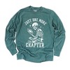 Simply Sage Market Women's One More Chapter Skeleton Long Sleeve Garment Dyed Tee - 2 of 4