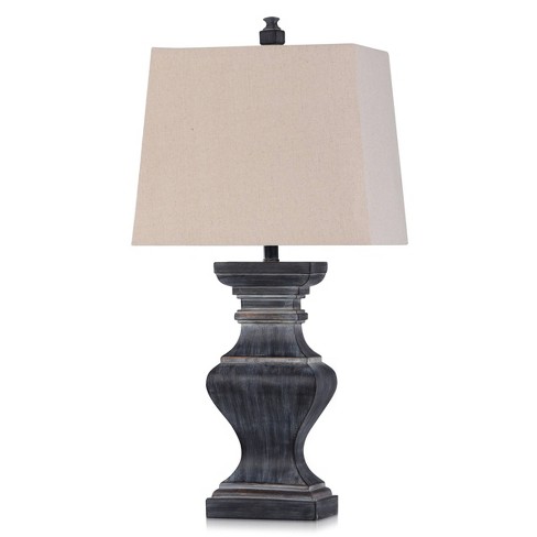 Square Candlestick Moulded Table Lamp Black - Stylecraft : Target