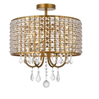 Elegant Lighting Elise 17 inch flush mount in brass