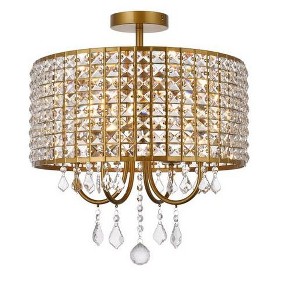 Elegant Lighting Elise 17 inch flush mount in brass - 1 of 4