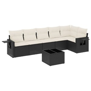 vidaXL Garden Sofa Set Black and Cream - 1 of 4