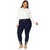 Agnes Orinda Women's Plus Size Swiss Dots Button Down Collar Long Sleeve Shirts - 3 of 4