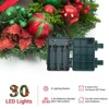 22 In Pre-Lit Christmas Wreath with Red Green Balls Velvet Ribbon for Fireplace Window Wall Decor - 2 of 4