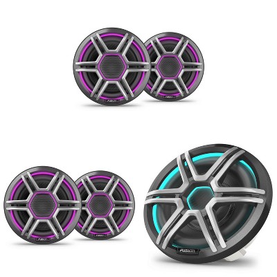 Garmin Fusion 2 Pairs Apollo AP-FL65SPG 6.5" LED Marine Speakers Sport Grills, Gray, Pair with Garmin Fusion Apollo AP-SL10SPG 10" LED Marine Subwo...