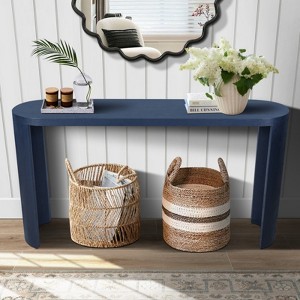 GlasFlength Console Tables with Curved Legs, ModernLuxe, Simplicity Rectangle Console Table, for Living Room, Blue, 60"*15"*32" - 1 of 3