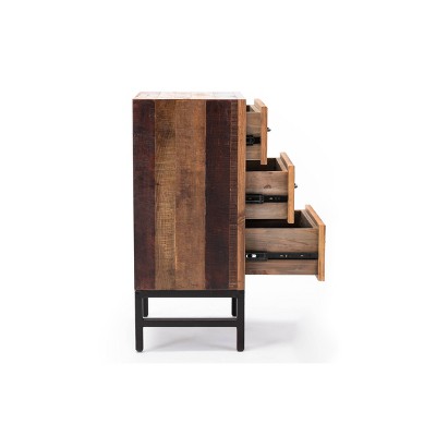 Benton Natural Oak Wood Chevron Pattern 3-Drawer Nightstand