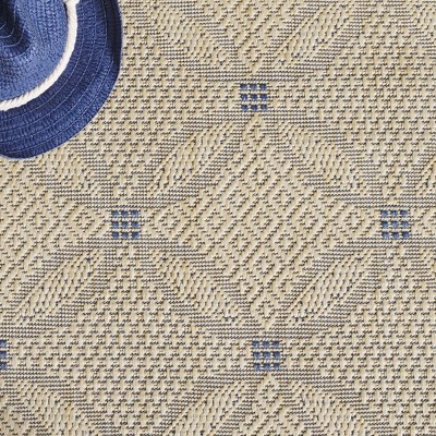 Natural Blue 27" Easy-Care Flat Woven Synthetic Area Rug