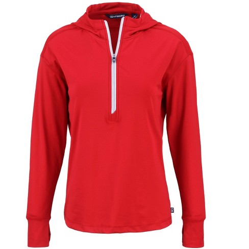 Cutter Buck Daybreak Eco Recycled Womens Half Zip Hoodie Red