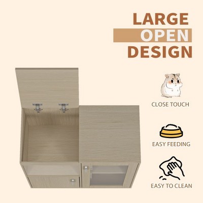 Teak 4-Tier Wooden Pet House with Acrylic Windows