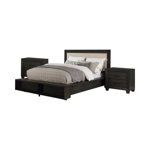3pc Hambleton Bedroom Set With 2 Nightstands Dark Gray Beige Homes Inside Out Target