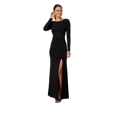 XSCAPE Womens Solid Slit Maxi Corset Dress