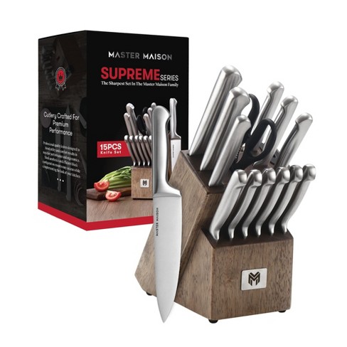 Master Maison 15 piece Premium Kitchen Knife Set With Block Silver Target
