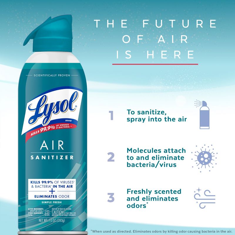 Lysol Air Sanitizing Spray - Simple Fresh - 10oz, 6 of 12