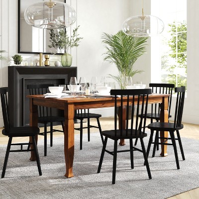 Grace Walnut Solid Wood Dining Table with Turned Legs for Six