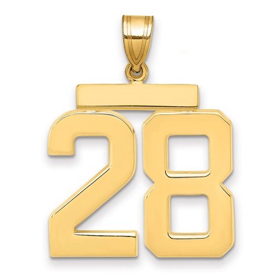 Black Bow Jewelry 14k Yellow Gold, Athletic Collection, Large Polished Number 28 Pendant