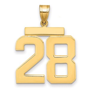 Black Bow Jewelry 14k Yellow Gold, Athletic Collection, Large Polished Number 28 Pendant - 1 of 3