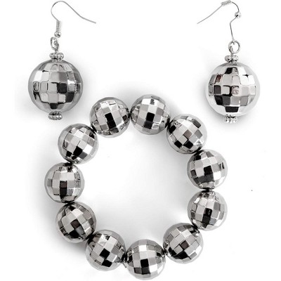 Skeleteen Girls Disco Ball Jewelry Set Costume Accessory - Silver