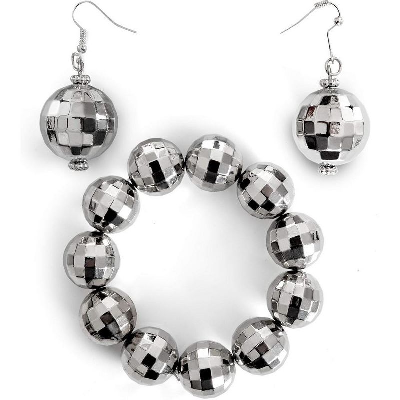 Skeleteen Girls Disco Ball Jewelry Set Costume Accessory - Silver, 1 of 8