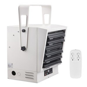 VEVOR Electric Garage Heater,10000-Watt Digital Fan-Forced Wall/Ceiling Mount Shop Heater,with Remote Control,Hardwired Heater with 9-Hour Timer,White - 1 of 4