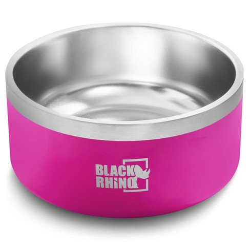 Black Rhino 64 Oz Double Insulated Stainless Steel Dog Bowls - Pink