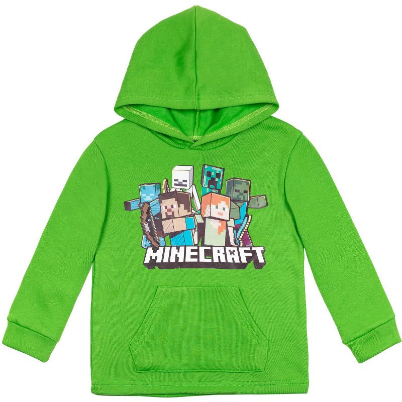 Minecraft Mobs Alex Steve Creeper Zombie Fleece Pullover Hoodie Little Kid to Big Kid , 1 of 8