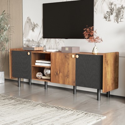 GlasFlength TV Stands and Consoles, Stylish Entertainment Center for Living Room, Modern Design, Multicolored,61.81”*13.18”*22.83"