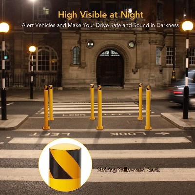 Safety Bollard 4 Packs,42/48 Inch Height Bollard Post, 4.5 Inch Diameter, for Traffic Control, Driveway Barrier, Parking Pole